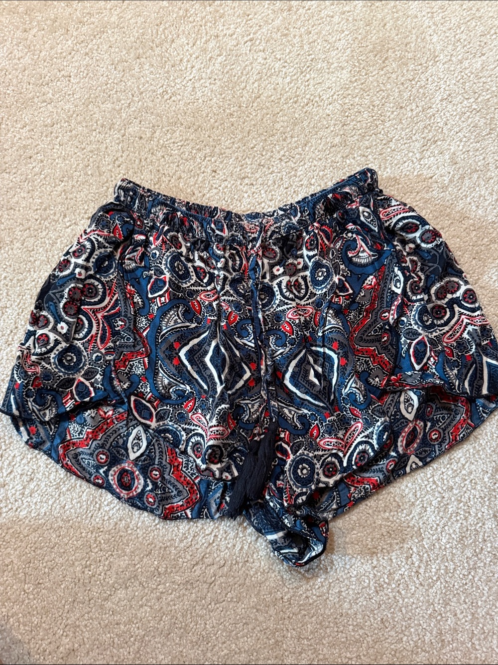 Abercrombie & Fitch Navy Paisley Drawstring Athletic Shorts
